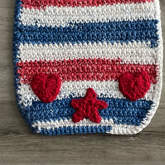 New Patriotic Crochet Cotton Bibs with Cute Flannel Backing & Decals (Set of 2) - Picture 6 of 12